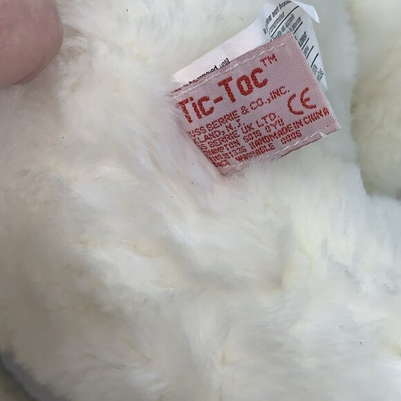 Russ Berrie Tic Toc Christmas Mouse w /Tags Festive Red Bow White Pink - Picture 6 of 9